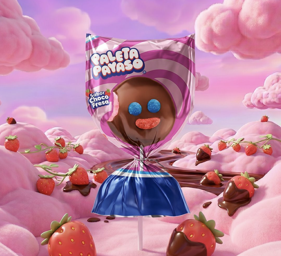 Paleta Payaso Choco Fresa — escena 3D